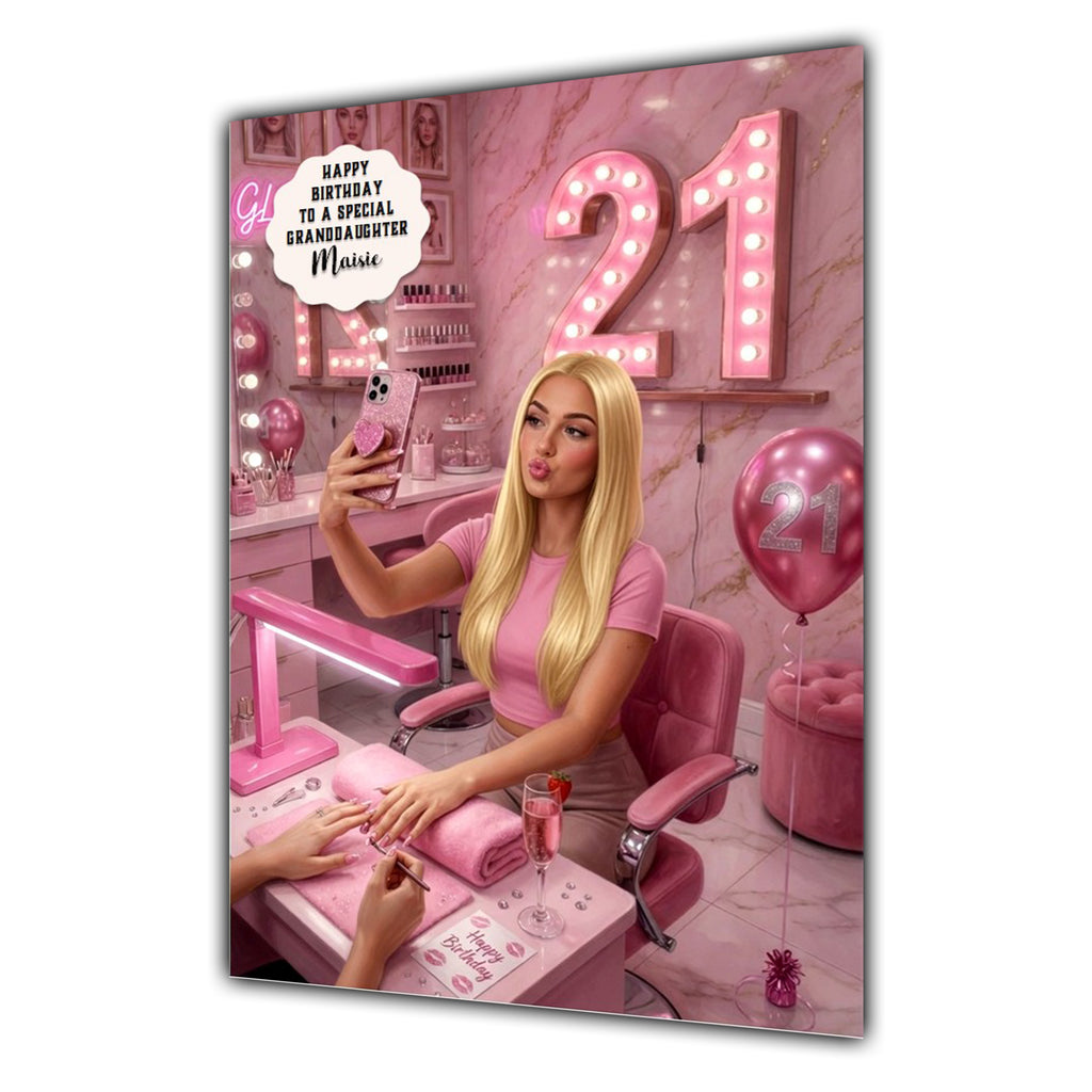 21st Birthday Card Girl, Granddaughter, Daughter, Niece, Large A5 Size