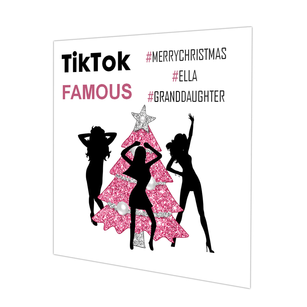 Personalised Christmas Card - Dancing Silhouettes and Pink Tree