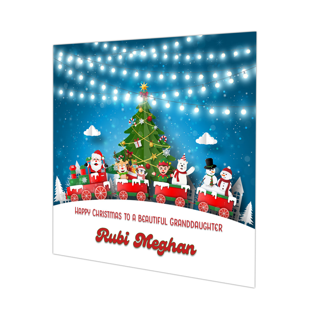 Personalised Christmas Card - Christmas Train and Fairy Lights