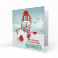 Personalised Christmas Card - Snowman with Striped Hat and Scarf