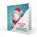 Personalised Christmas Card - Snowman with Blue Snowflakes