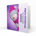Personalised Christmas Card - Snowman with Purple Background