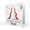 Personalised Christmas Card - Red and White Christmas Tree