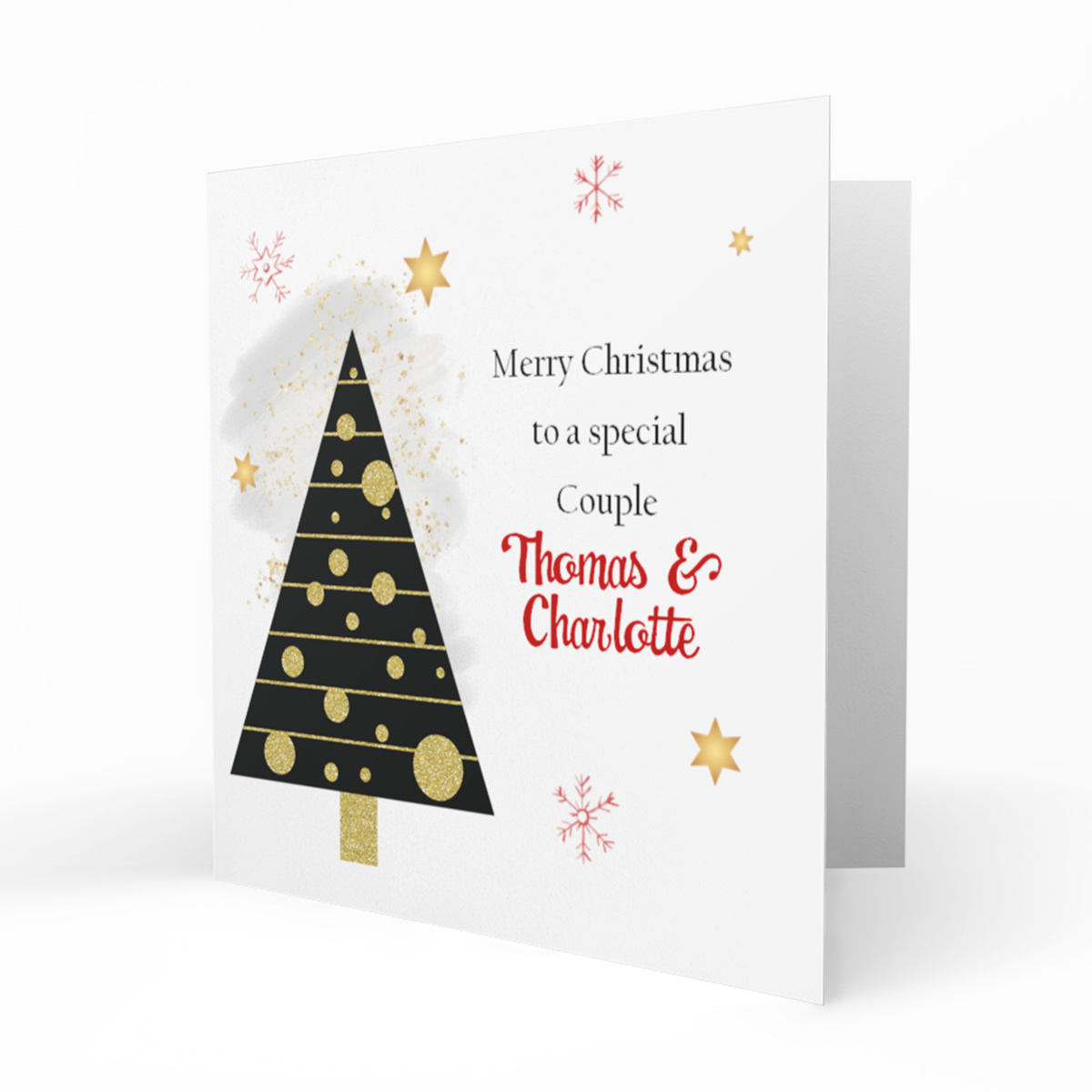 Personalised Christmas Card - Black and Gold Christmas Tree