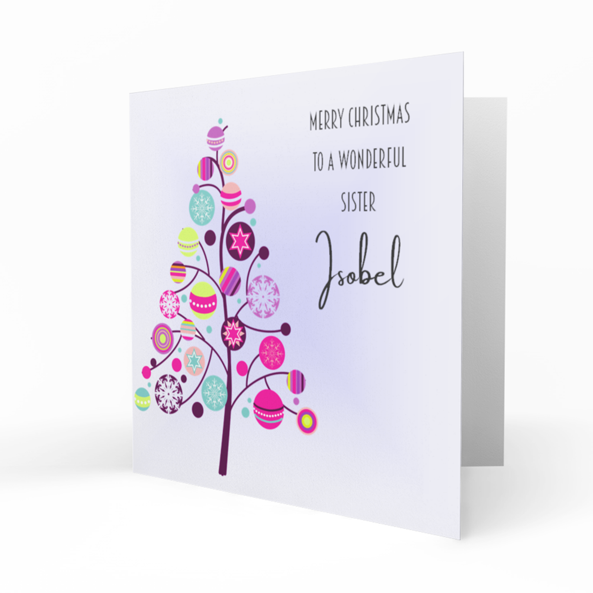 Personalised Christmas Card - Colourful Bauble Tree