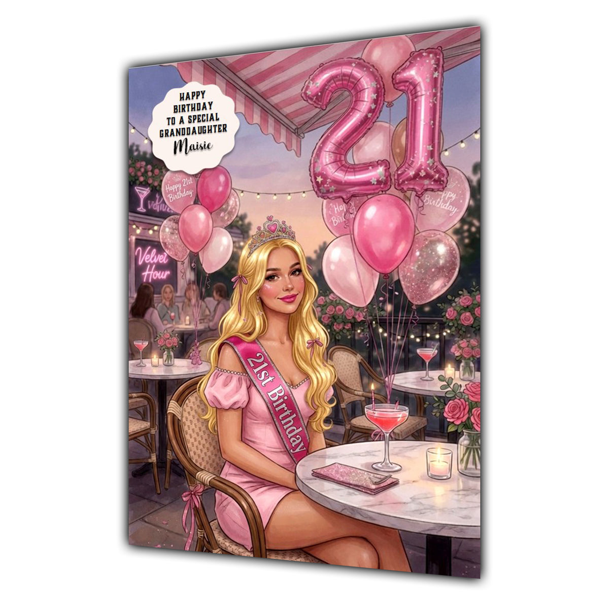 21st Birthday Card Girl, Granddaughter, Daughter, Niece, Large A5 Size