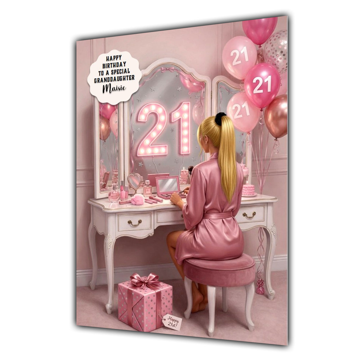 21st Birthday Card Girl, Granddaughter, Daughter, Niece, Large A5 Size
