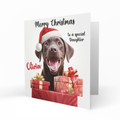 Personalised Christmas Card - Chocolate Labrador in Santa Hat