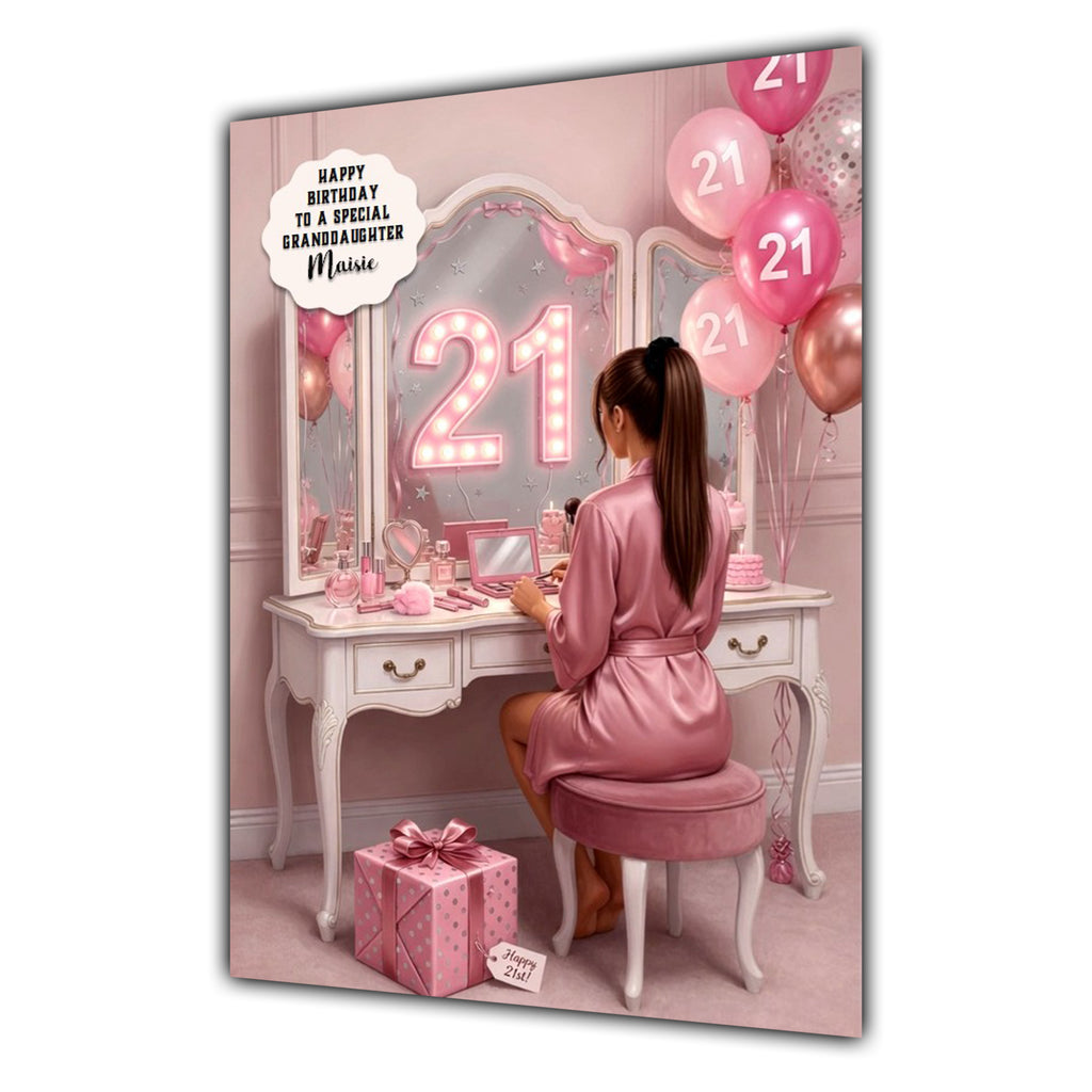 21st Birthday Card Girl, Granddaughter, Daughter, Niece, Large A5 Size