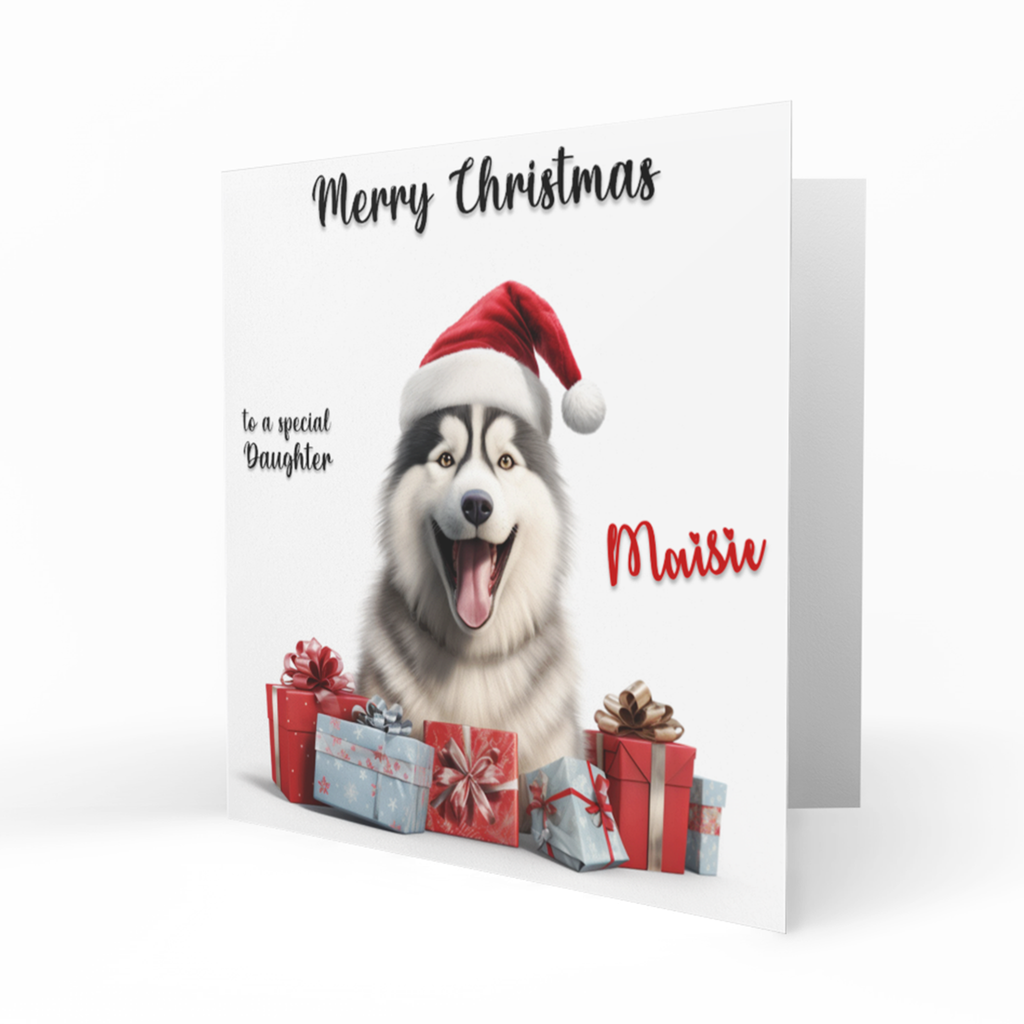 Personalised Christmas Card, Any Name, Any Relation, Granddaughter, Grandson, Daughter, Mum, Sister, Niece, Dog, Pet, Siberian Huskie