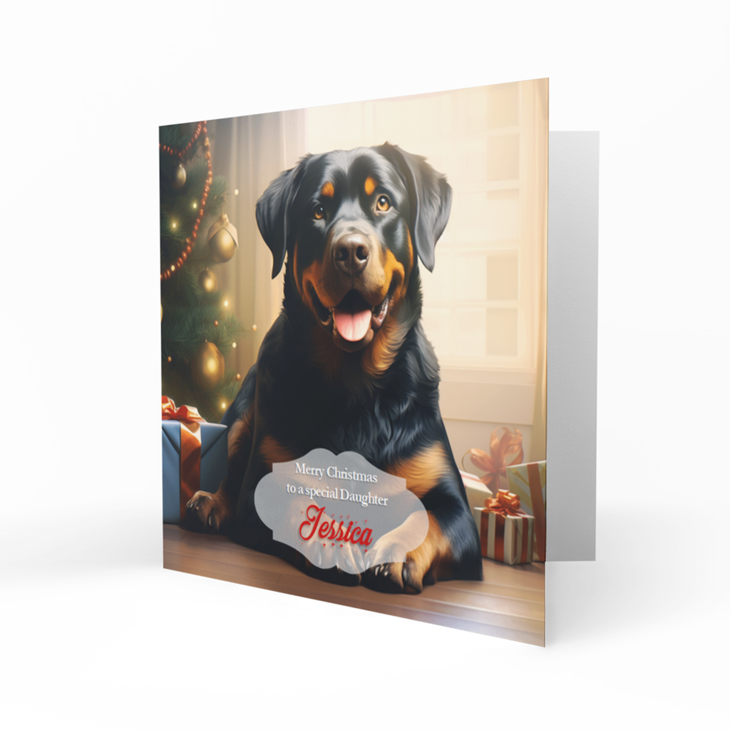 Personalised Christmas Card, Any Name, Any Relation, Granddaughter, Grandson, Daughter, Mum, Sister, Niece, Dog, Pet, Rottweiler