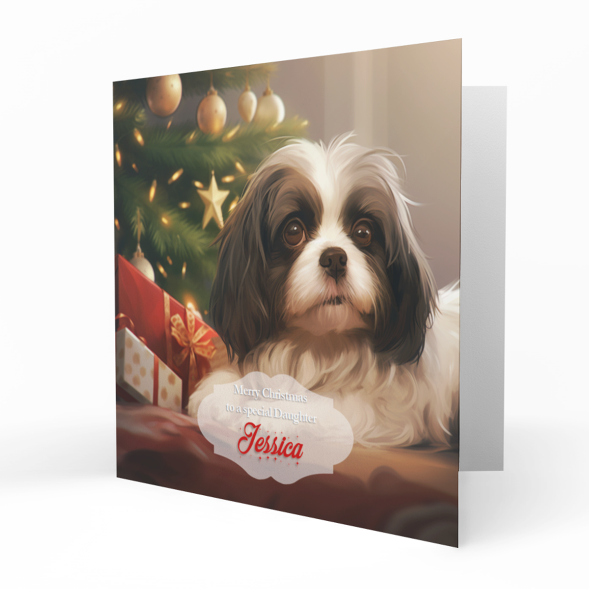 Personalised Christmas Card, Any Name, Any Relation, Granddaughter, Grandson, Daughter, Mum, Sister, Niece, Dog, Pet, Shih Tzu