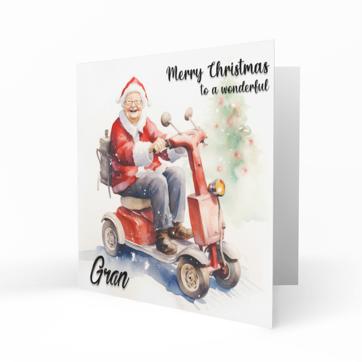 Personalised Christmas Card, Any Name, Any Relation, Grandma, Gran, Nanna, Mum, Mother, Friend, Neighbour, Mobility Scooter,