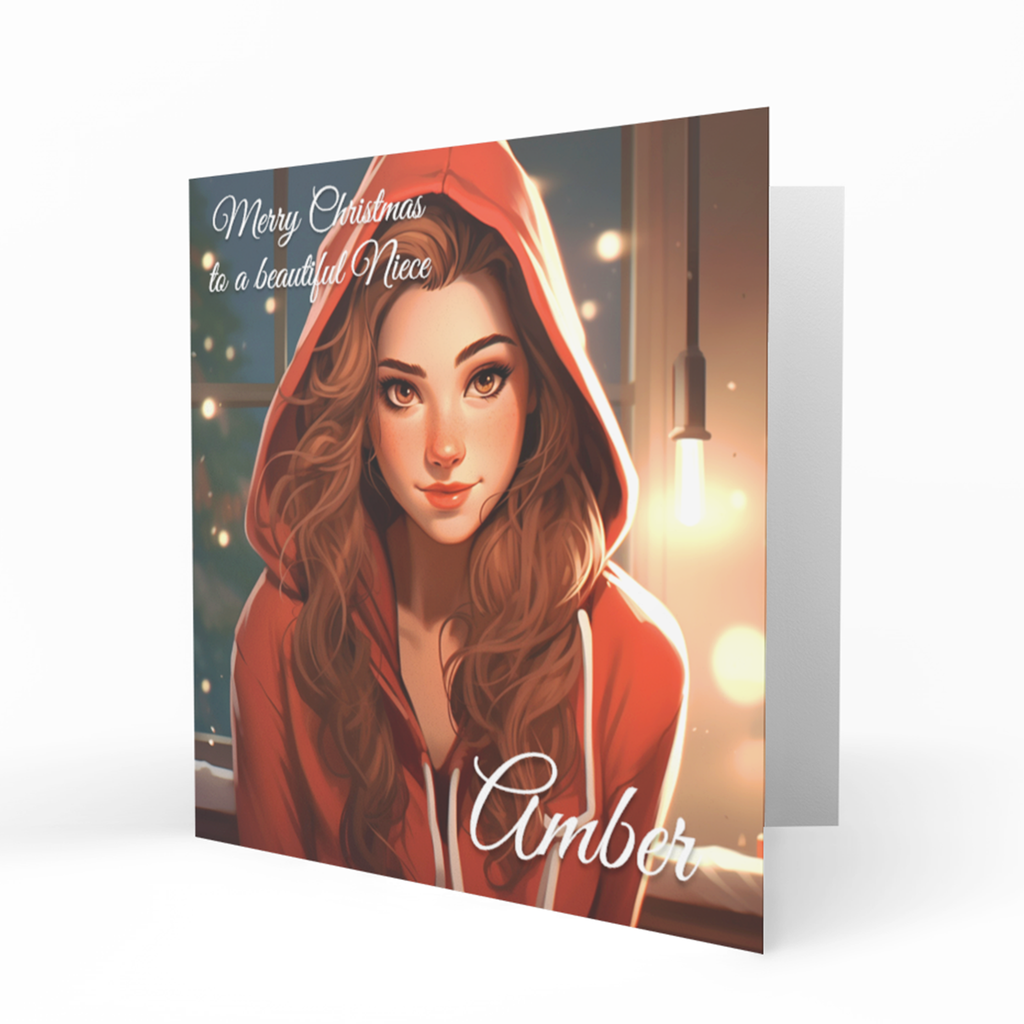 Personalised Christmas Card - Girl in Red Hood
