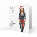 Personalised Christmas Card - Girl in Black Outfit and Santa Hat