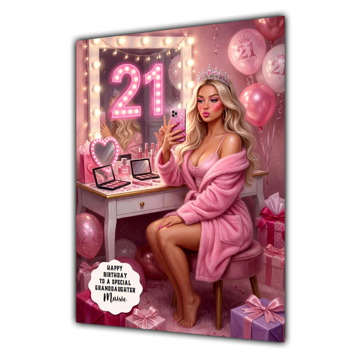 21st Birthday Card Girl, Granddaughter, Daughter, Niece, Large A5 Size