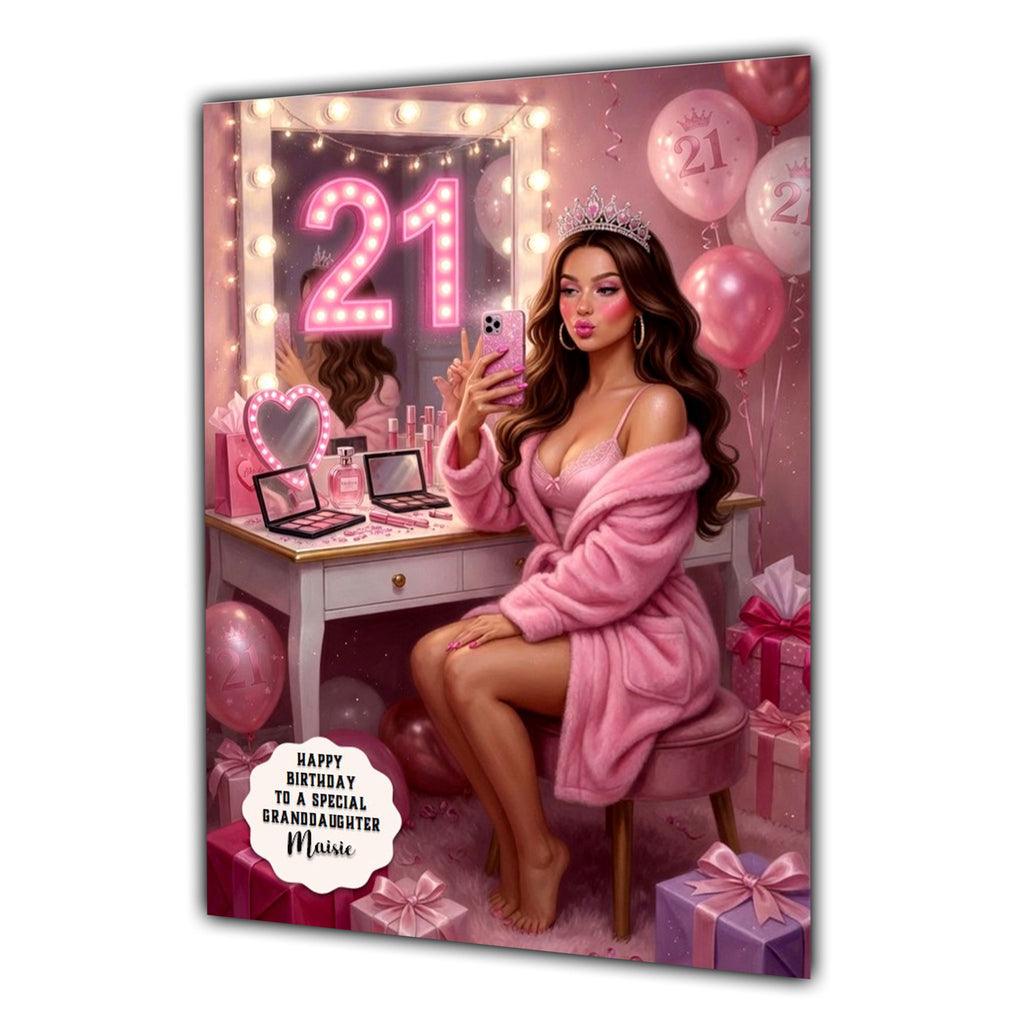 21st Birthday Card Girl, Granddaughter, Daughter, Niece, Large A5 Size