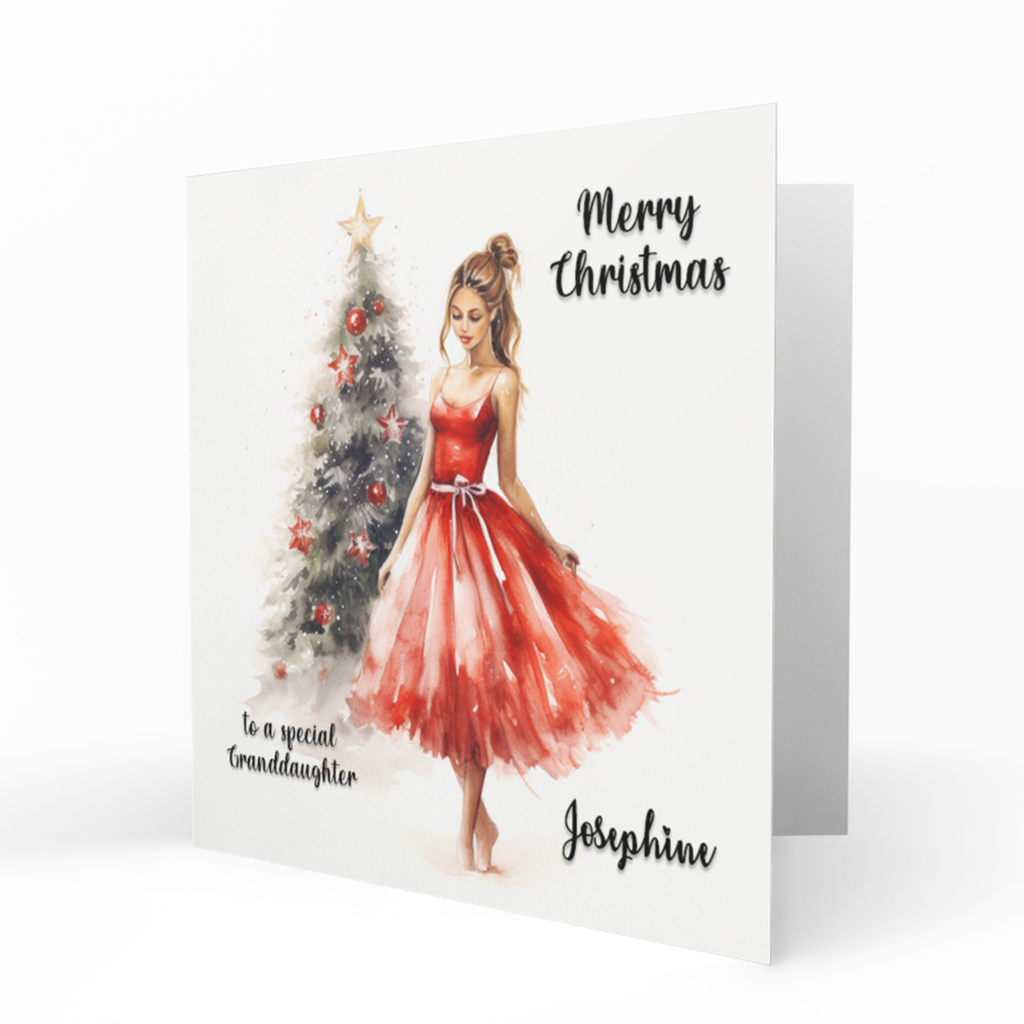 Personalised Christmas Card, Any Name, Any Relation, Ballerina, Ballet, Granddaughter, Daughter, Sister, Niece, Friend, Bestie, Cute