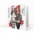 Personalised Christmas Card - Two Friends with Presents