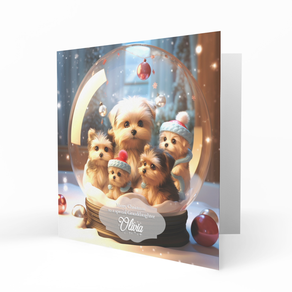 Personalised Christmas Card, Any Name, Any Relation, Dog, Shih Tzu, Granddaughter, Daughter, Sister, Niece, Mum, Grandma, Nanna, Friend, Bestie, Teenager,
