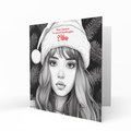 Personalised Christmas Card - Girl Portrait in Santa Hat