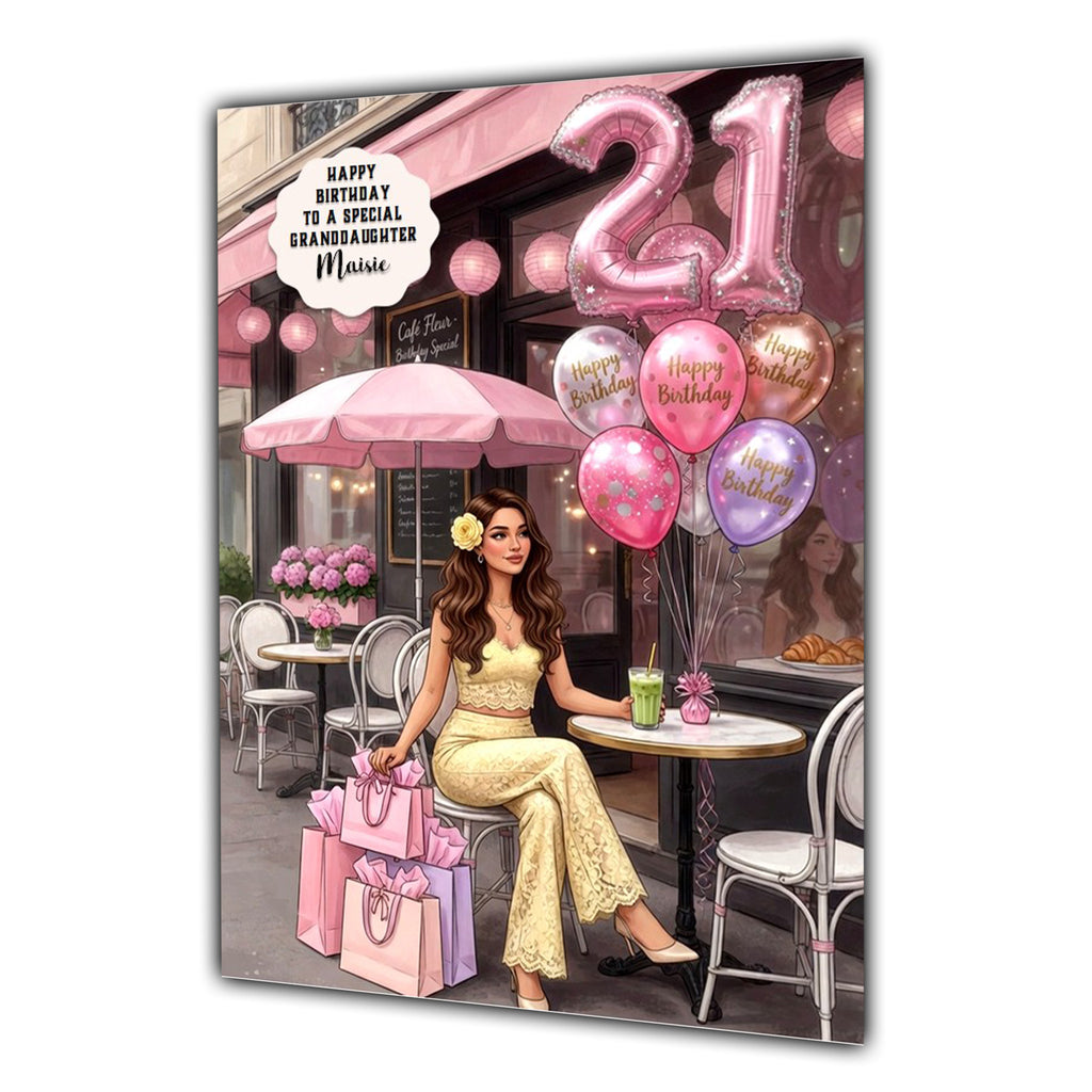 21st Birthday Card Girl, Granddaughter, Daughter, Niece, Large A5 Size