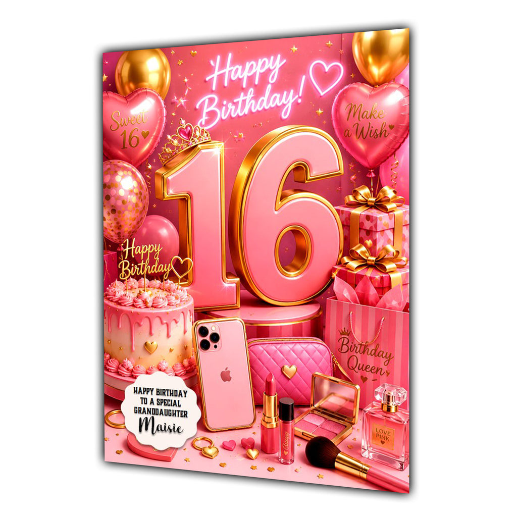 16th Birthday Card Girl Granddaughter Daughter Niece Large A5 Size Make Up