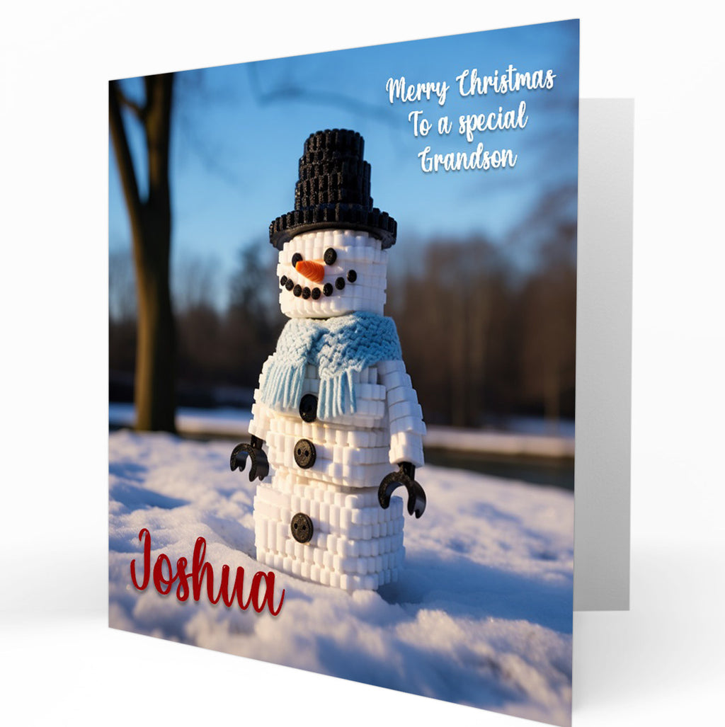 Personalised Christmas Card - Building Brick Snowman