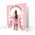 Personalised Christmas Card - Girl at a Festive Dressing Table