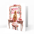Personalised Christmas Card - Girl at a Festive Dressing Table