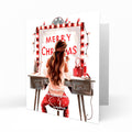Personalised Christmas Card - Girl at a Festive Dressing Table