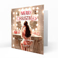 Girls Christmas Card Personalised Daughter Granddaughter Sister Niece Friend Teenager MERRY CHRISTMAS LIGHTS, Any Name, Any Relation C318
