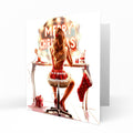 Personalised Christmas Card - Girl at a Festive Dressing Table