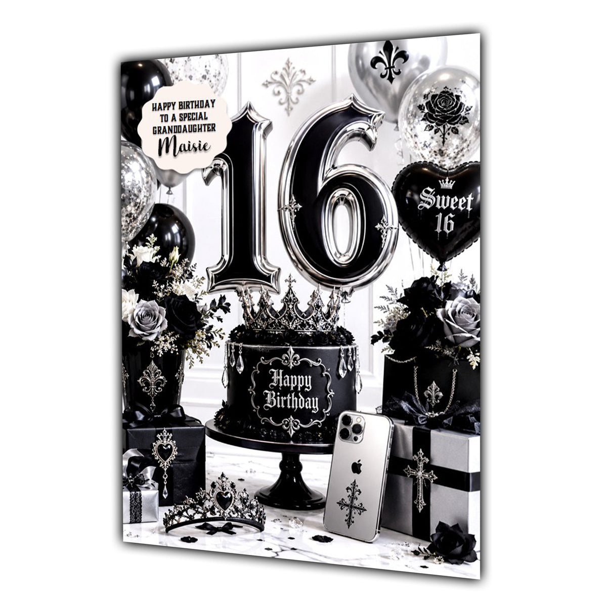 16th Birthday Card Girl Granddaughter Daughter Niece Large A5 Size Goth