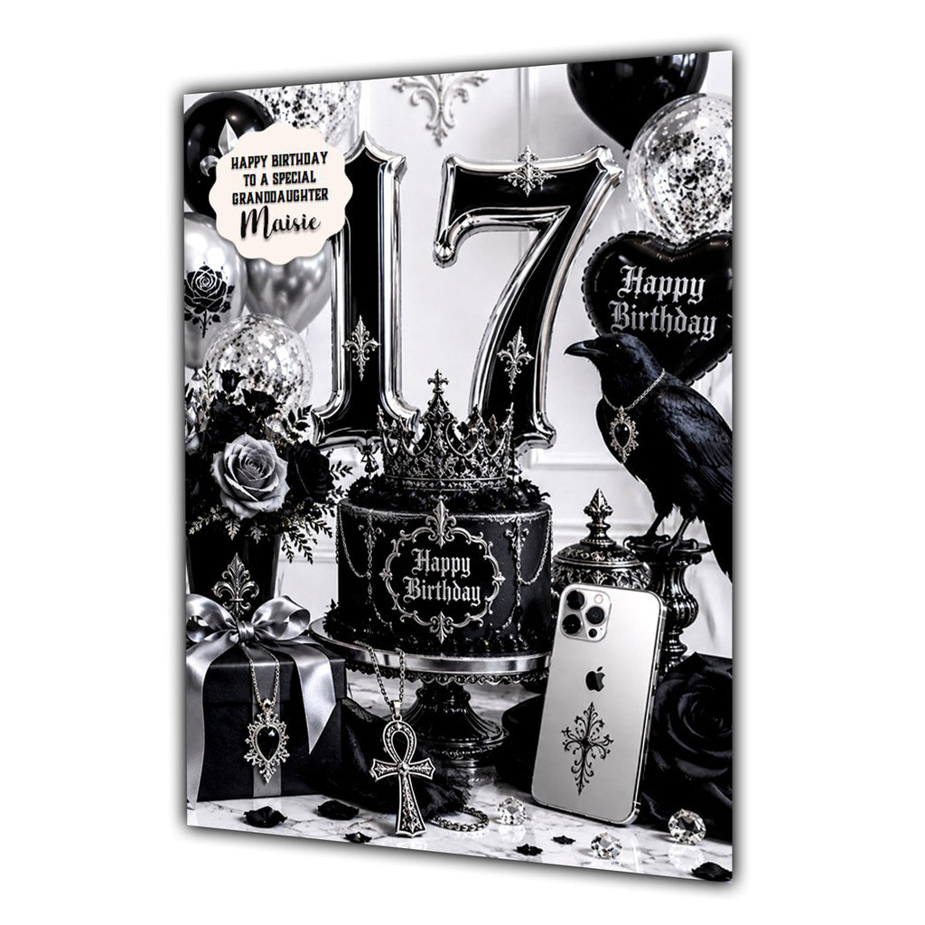 17th Birthday Card Girl Granddaughter Daughter Niece Large A5 Size Goth