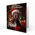 Christmas Card Personalised Daughter, Son, Mum, Dad, Granddaughter Sister Niece Friend Any Name, Any Relation Cute Staffordshire Bull Terrier Dog C392