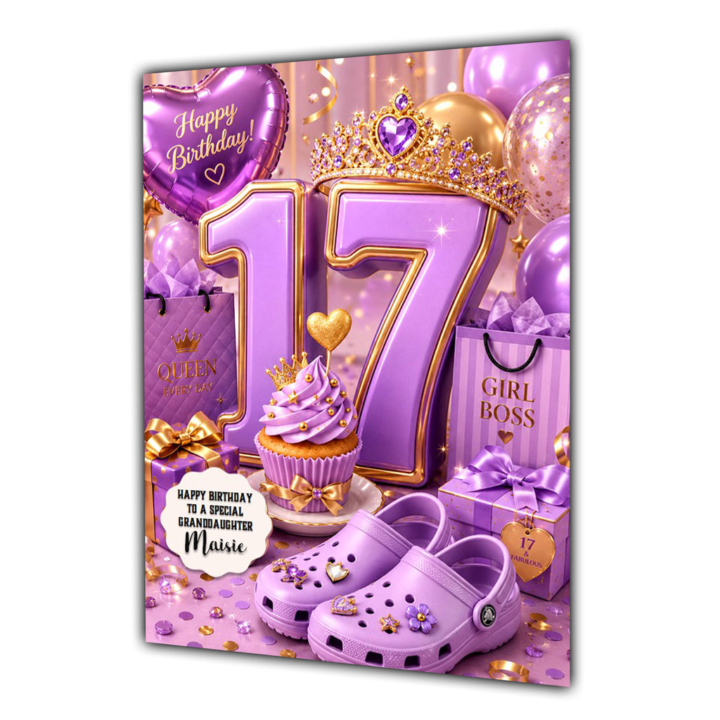 17th Birthday Card Girl Granddaughter Daughter Niece Large A5 Size Shoes