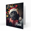 Christmas Card Personalised Daughter, Son, Mum, Dad, Granddaughter Sister Niece Friend Any Name, Any Relation Cute Black Labrador Dog C398