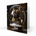 Christmas Card Personalised Daughter, Son, Mum, Dad, Granddaughter Sister Niece Friend Any Name, Any Relation Cute DFrench Bulldog in a Snow Globe Dog C404