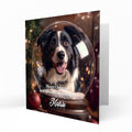 Christmas Card Personalised Daughter, Son, Mum, Dad, Granddaughter Sister Niece Friend Any Name, Any Relation Cute Border Collie in a Snow Globe Dog C406