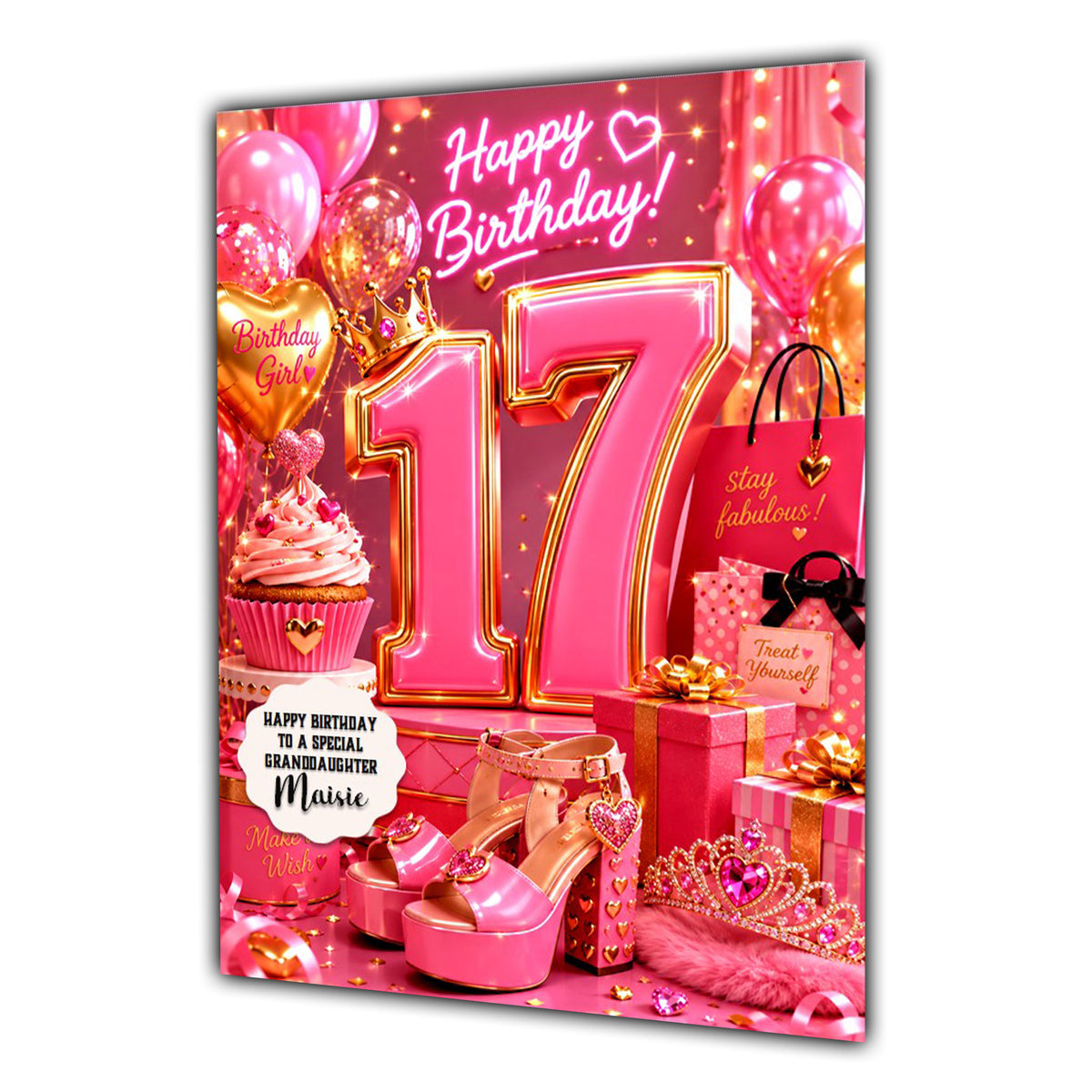 17th Birthday Card For Girls, Daughter, Granddaughter, Niece, Trainers, Shoes, Teenager,
