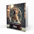 Christmas Card Personalised Daughter, Son, Mum, Dad, Granddaughter Sister Niece Friend Any Name, Any Relation Cute Labrador in a Snow Globe Dog C408