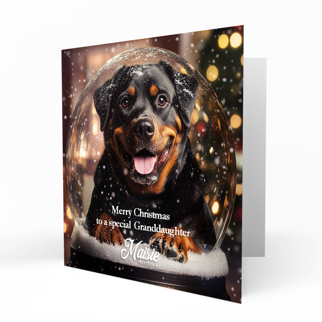 Personalised Christmas Card - Rottweiler in a Snow Globe
