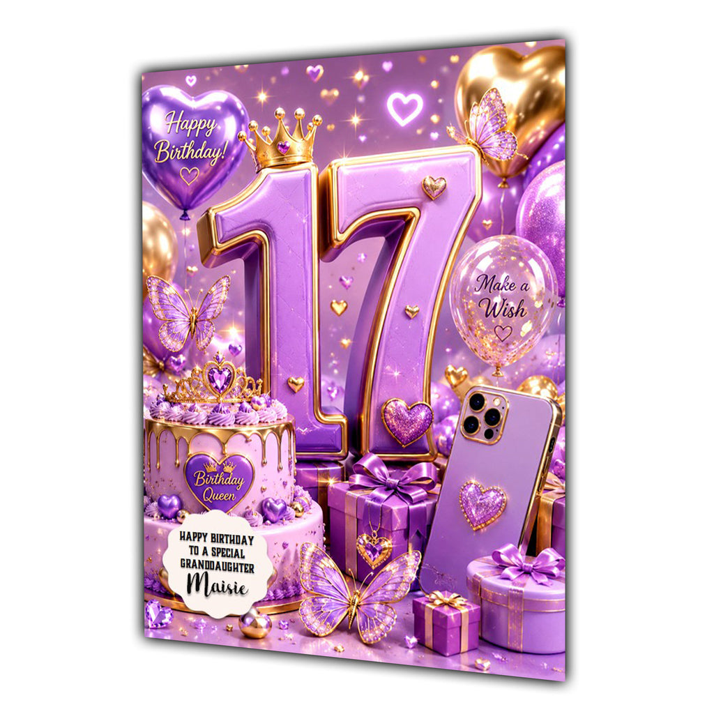 17th Birthday Card Girl Granddaughter Daughter Niece Large A5 Size Mobile
