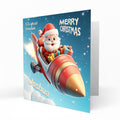 Personalised Christmas Card Boys Girls Grandson Granddaughter Son Daughter Brother Sister Niece Nephew Santa Rocket C420