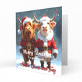 Personalised Christmas Card, Any Name, Any Relation, Special Couple, Friends, Neighbours, In-Laws, Teacher, Mr and Mrs Highland Cow C421