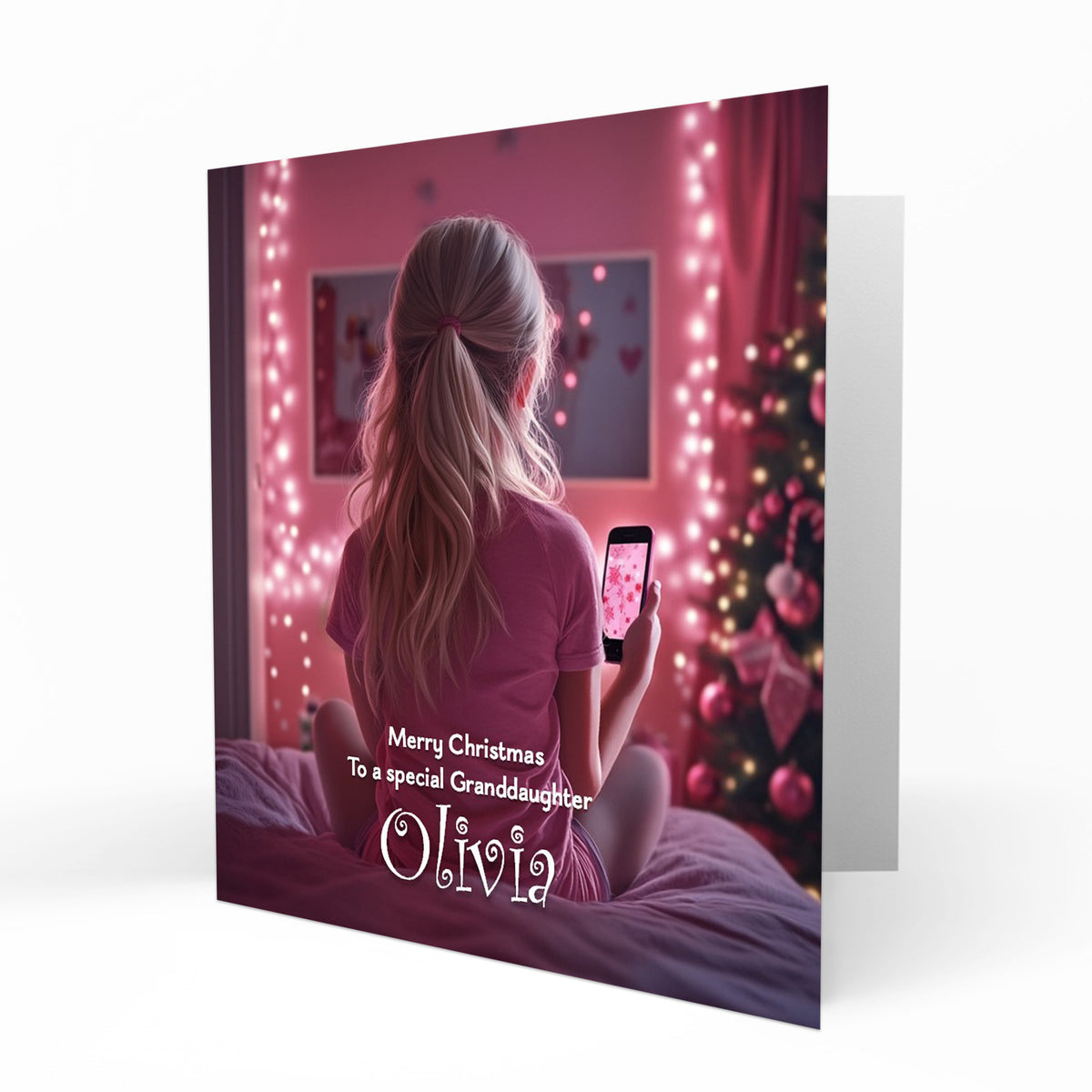 Christmas Card for girls Personalised Daughter Granddaughter Sister Niece Friend, Any Name, Any Relation C435