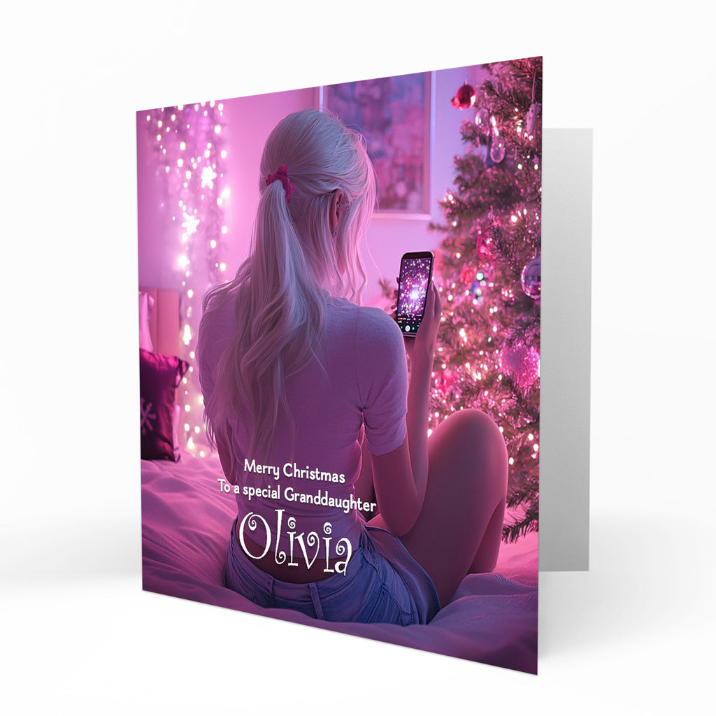 Christmas Card for girls Personalised Daughter Granddaughter Sister Niece Friend, Any Name, Any Relation C436
