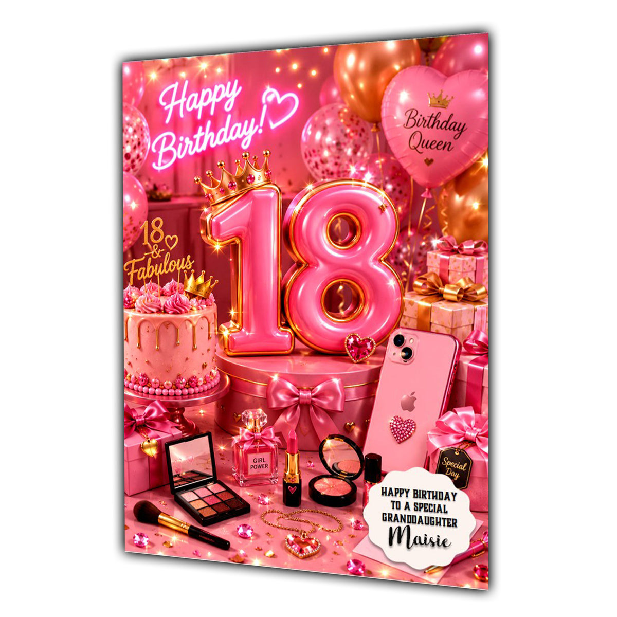 18th Birthday Card Girl Granddaughter Daughter Niece Large A5 Size Perfume