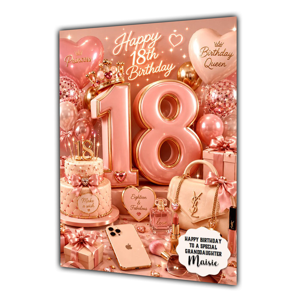 18th Birthday Card Girl Granddaughter Daughter Niece Large A5 Size Handbag